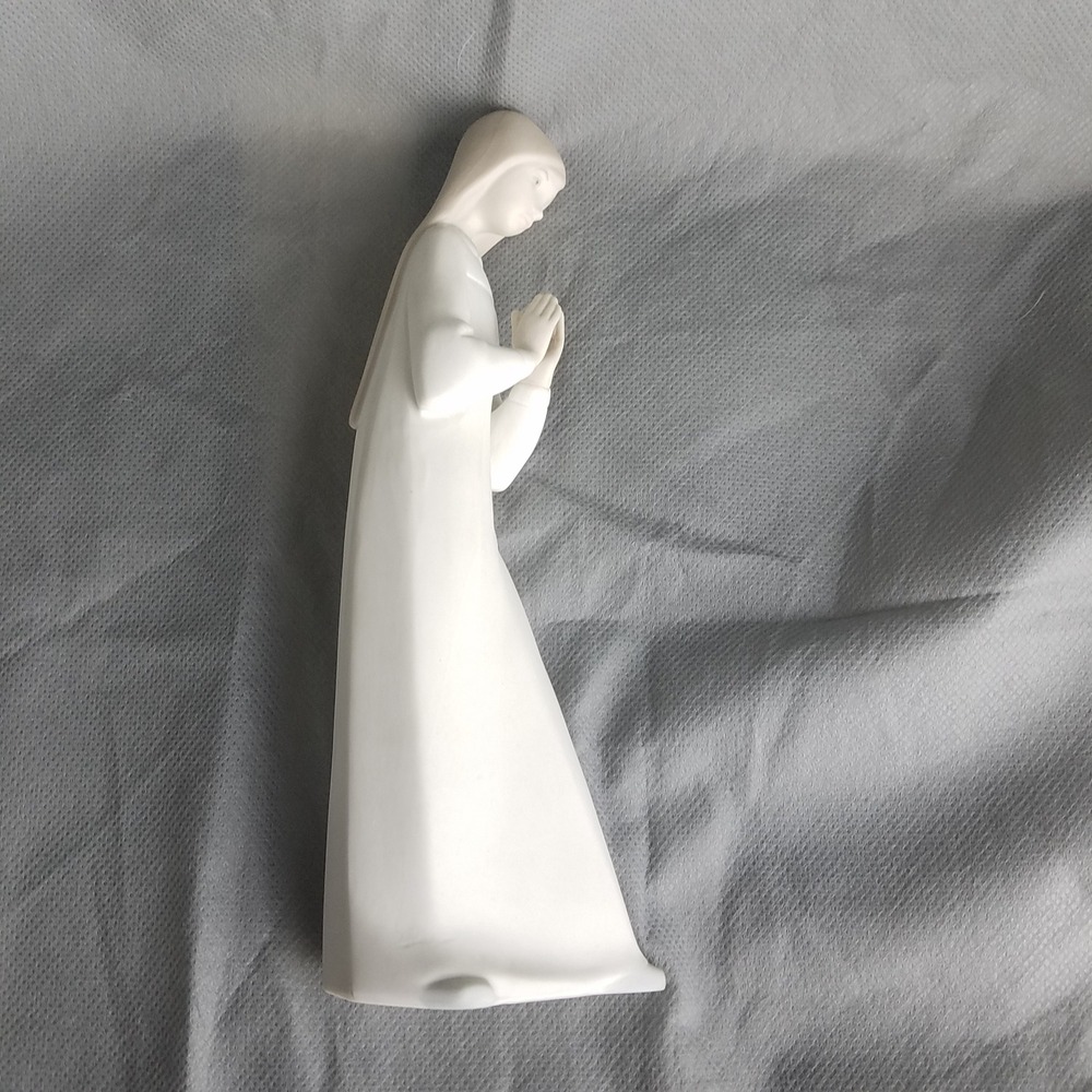 White Porcelain Praying girl Figurine Made in Spain Religious Decor Collectible